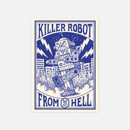 Postkarte „Killerroboter“.