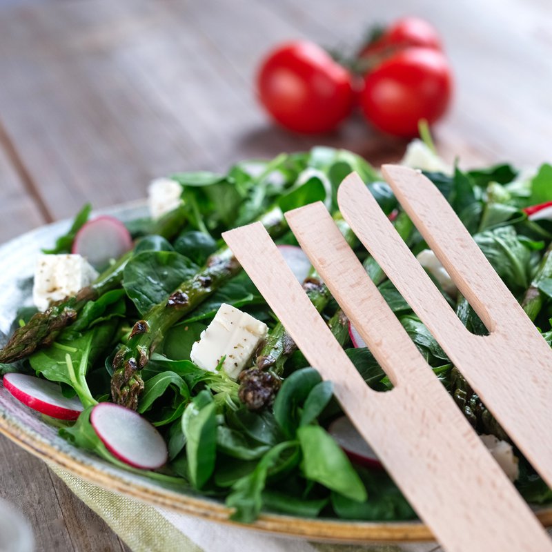 Magnetic wooden salad forks