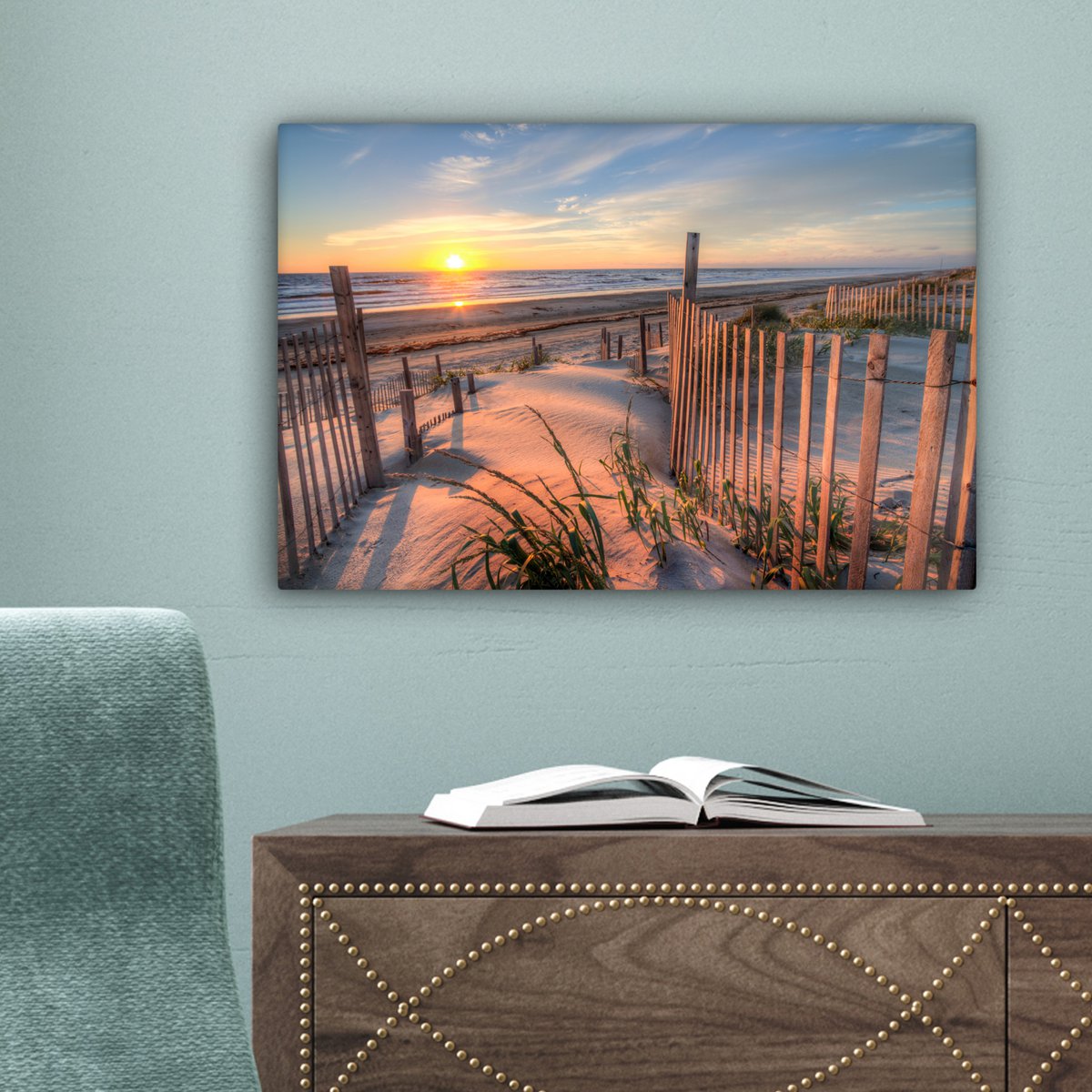 Leinwand Malerei - Wanddekoration - Strand - Meer - Dune - Sonnenuntergang - Landschaft