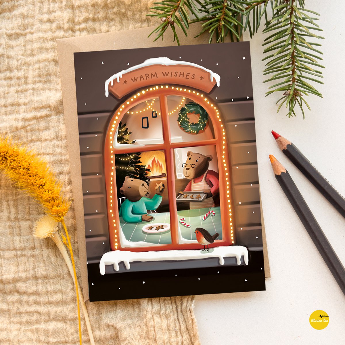 Tarjeta de Navidad - ventana de invierno