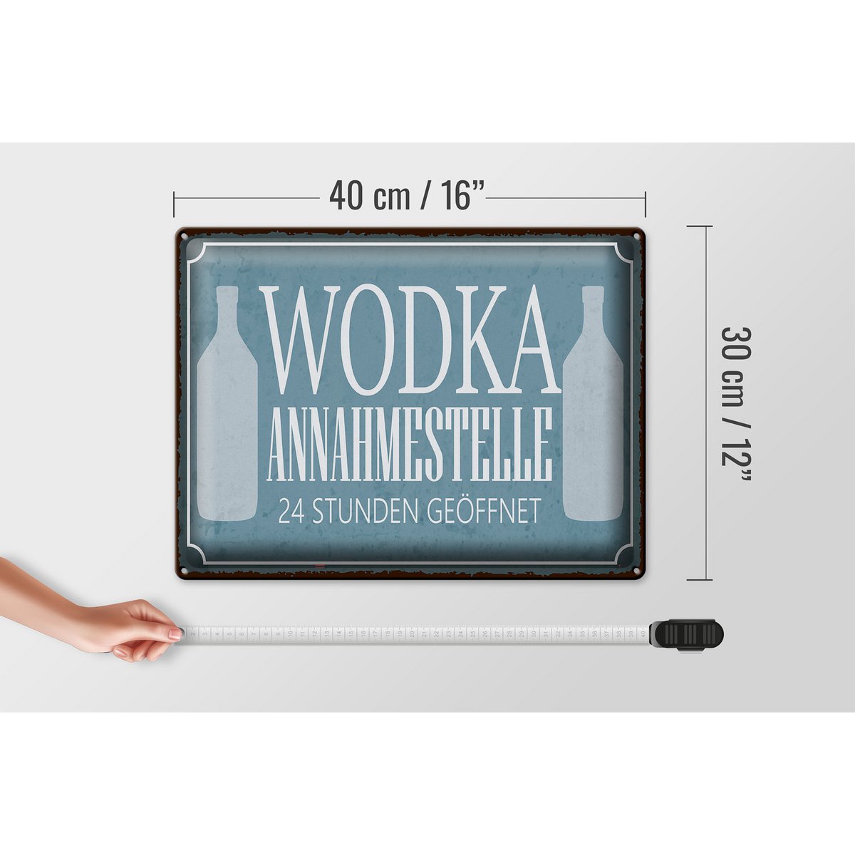 Tin sign saying 40x30cm Vodka acceptance point 24 hours