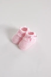 Perle strikkede baby booties med bue LC739P