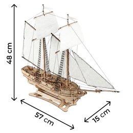 Schoner aus Holz zum Bauen Pilger – 3D-Holzpuzzle 292 Teile, Schiffsmodell mit Segeln und Takelage, Modellbausatz ab 12 Jahren
