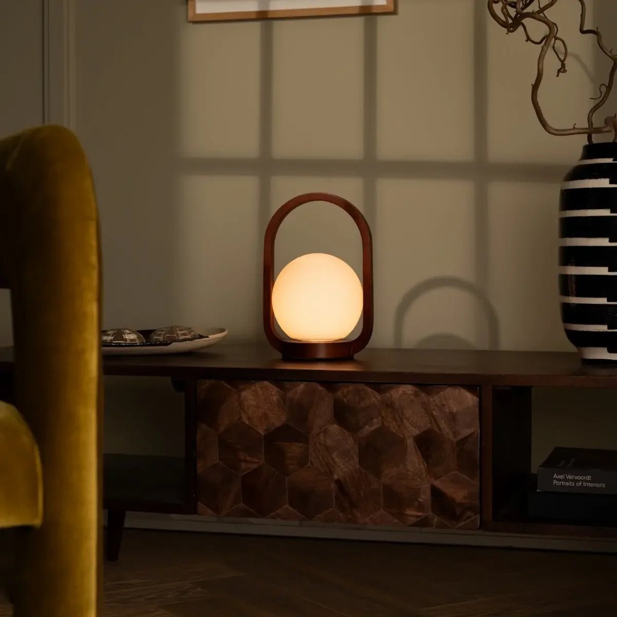 Skye Chestnut Brown Wooden Cordless Lamp