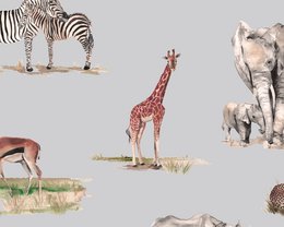 Safaritiere Kindertapete - Graue Farbe
