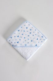 Asciugamano per neonato ricamato con cuori in piquet 80 cm x 80 cm
