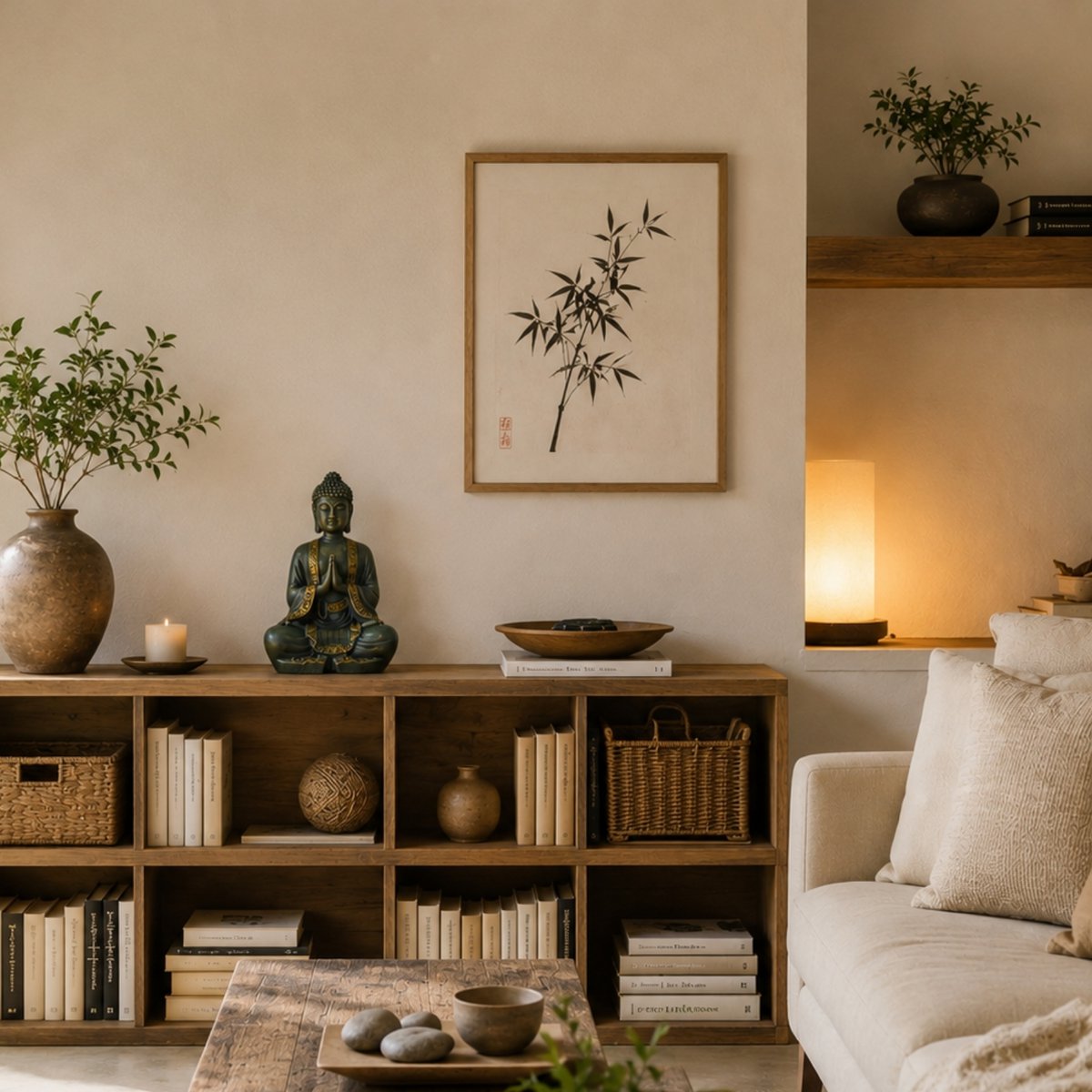 Gran estatua Buda Meditación-Decoración de Zen y Feng Shui-Broing una atmósfera espiritual y relajante a su estatua de interiores.