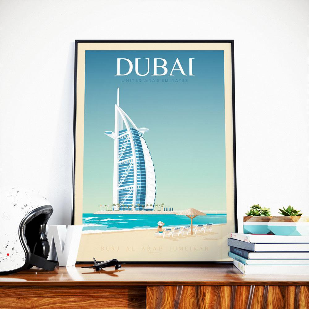 Affiche Dubaï Vintage | Poster Ville Dubaï Emirats Arabes Unis