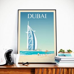 Affiche Dubaï Vintage | Poster Ville Dubaï Emirats Arabes Unis