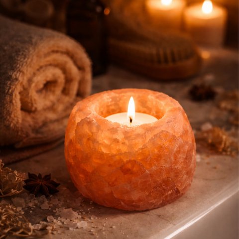 Salt lamp and Himalayan salt candle holder