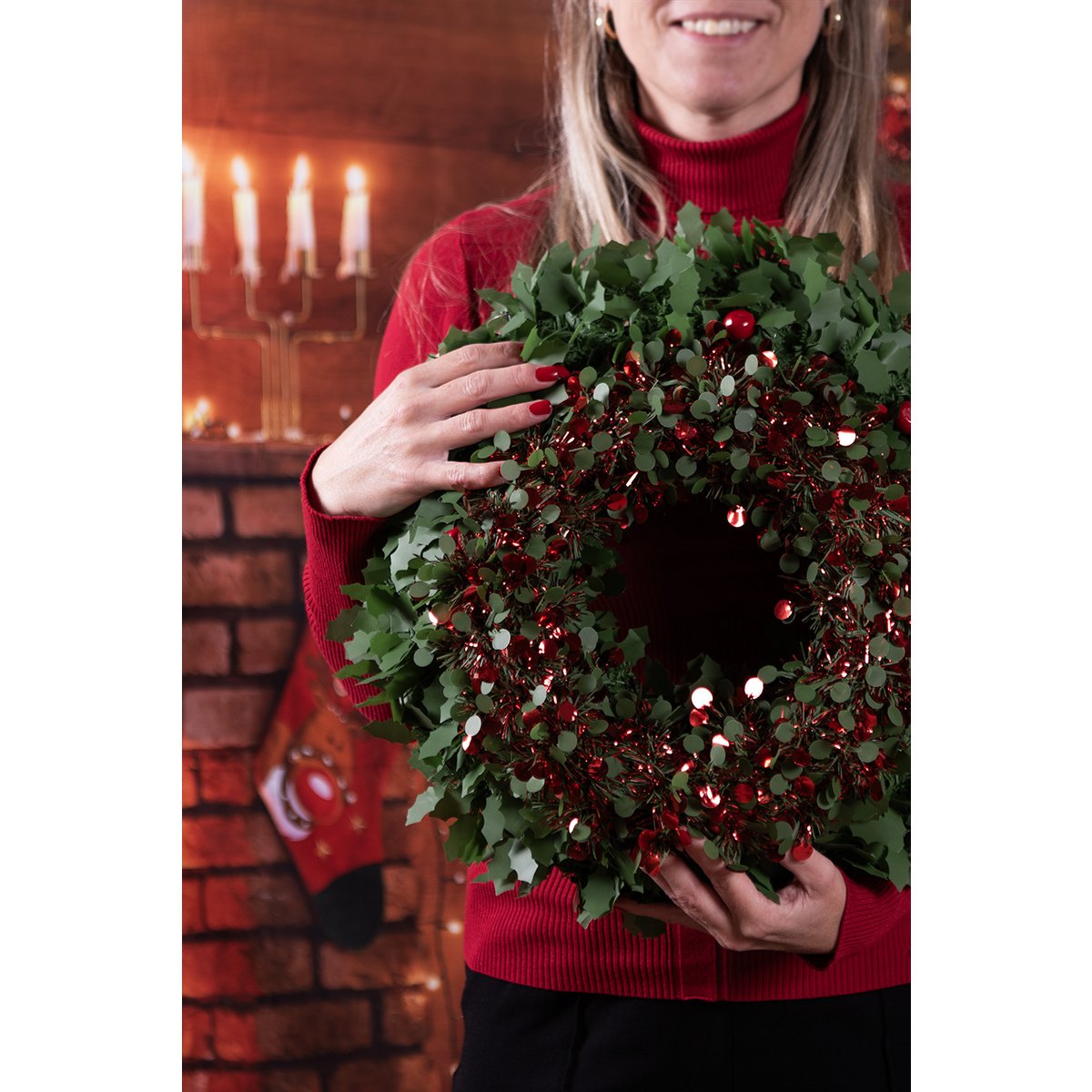 Christmas wreath Ø 30 cm Red Plastic