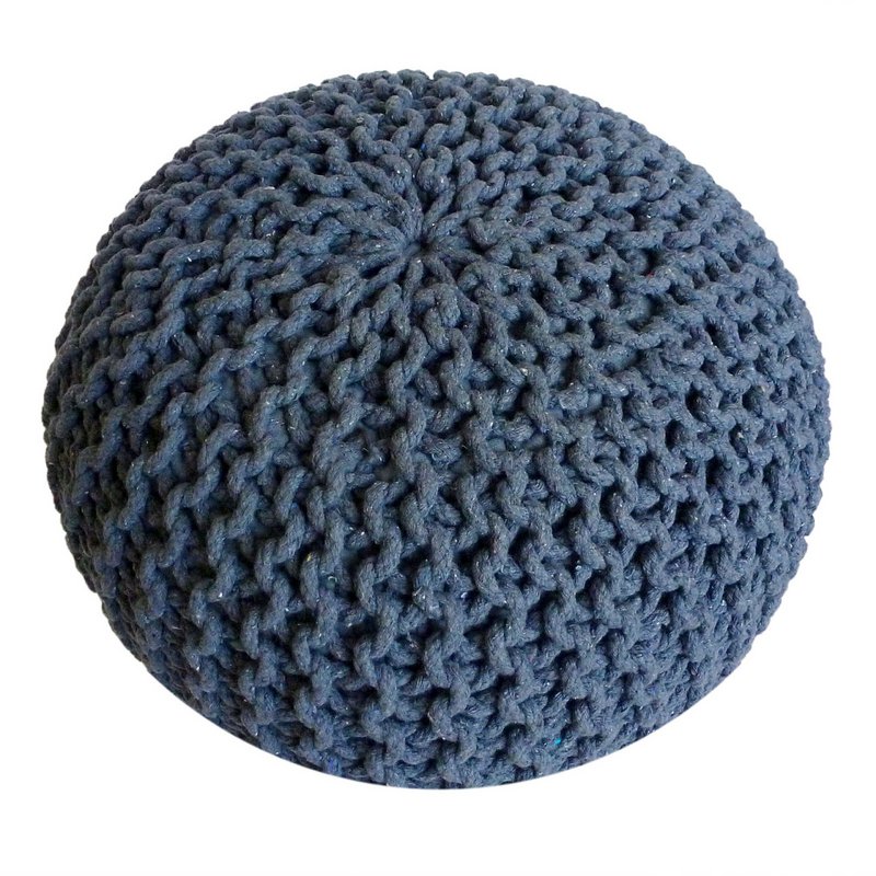 Pouf Ø 55 H 37 H 37 Strickhocker Sitzpouf Bodenkissen nachhaltig