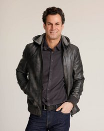 York │ Leather Moto Jacket with Hoodie