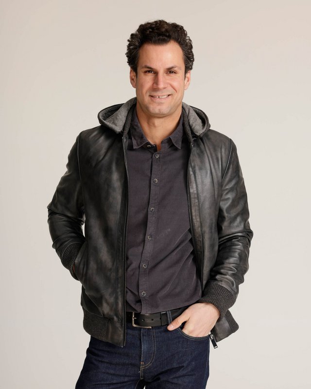 York │ Leather Moto Jacket with Hoodie