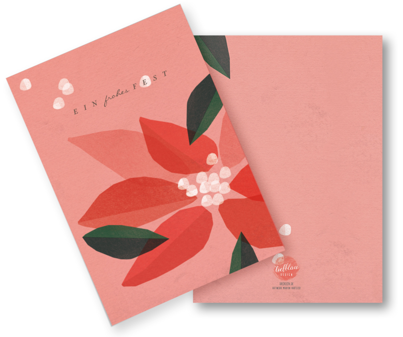 Carte de Noël (carte pliée avec enveloppe) "Fleurs de Noël"