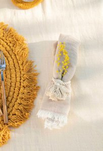 Set of 4 Sami beige cotton napkin rings