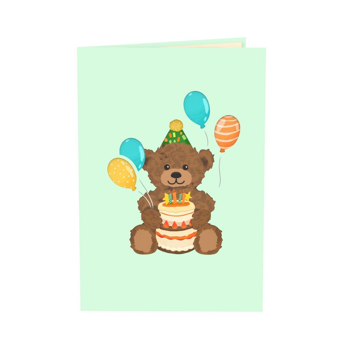 Teddy con tarjeta emergente de pastel de cumpleaños