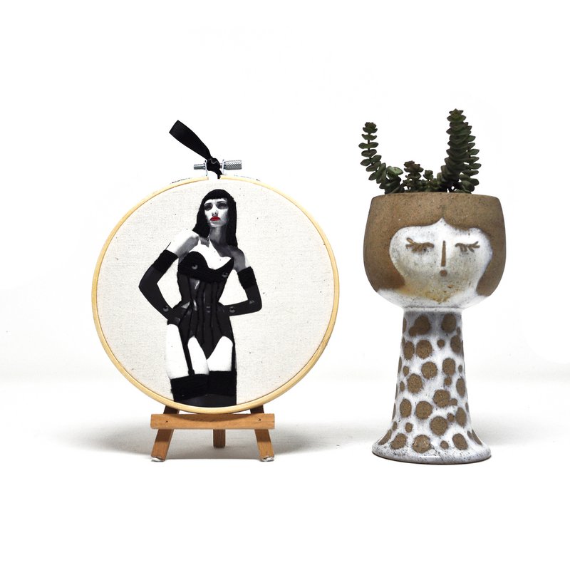 Handmade Embroidery Hoop Wall Art - Erotic Collection - Textile Wall Decoration 15cm