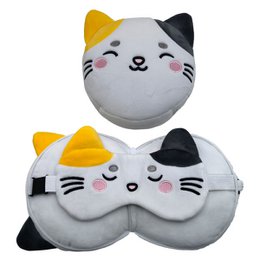 Relaxeazzz Adoramals Pets Lola die Katze Plüsch-Reisekissen und Augenmaske