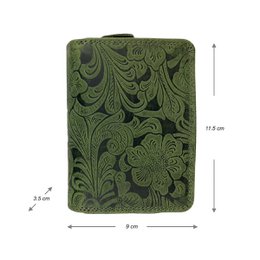 Wallet Women - Buffalo Leather - Leather - RFID - Flower Print - In 5 Colors