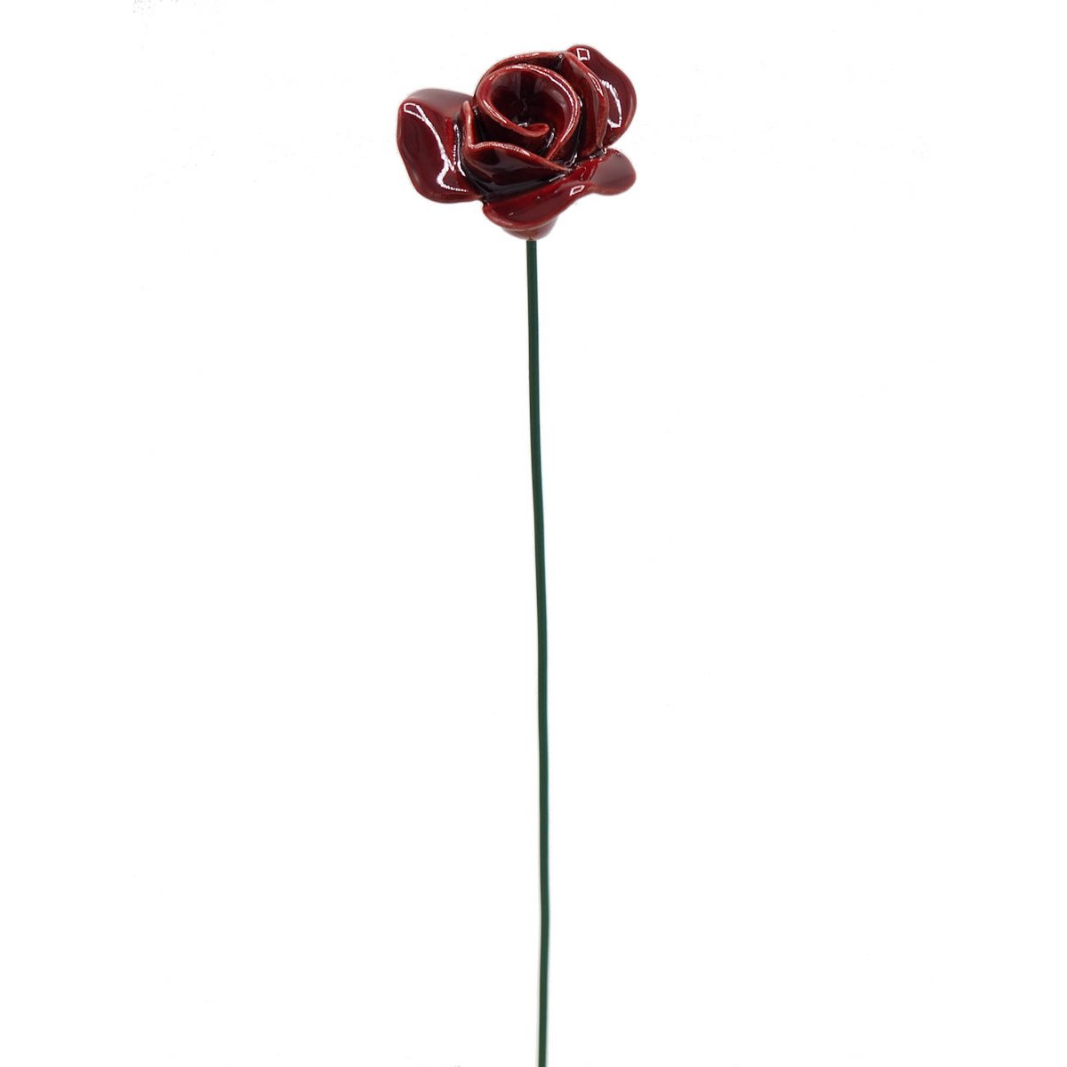 Rose flower ceramic red 3.5 cm