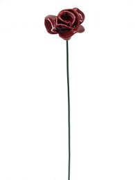 Fiore di rosa in ceramica rossa 3,5 cm