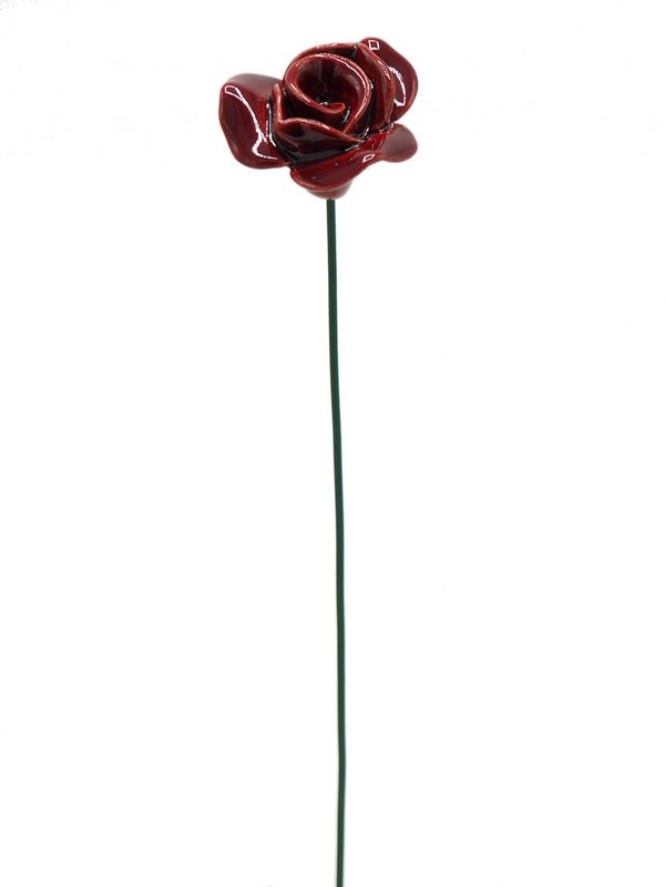 Rose flower ceramic red 3.5 cm