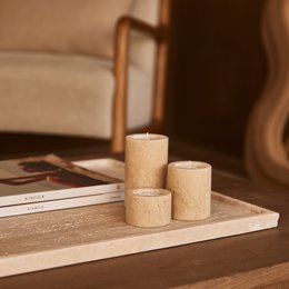 Travertin fyrfadslysholder S Ø6x4cm