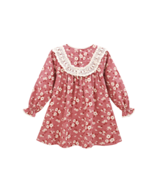 Floral girl's dress with embroidered lace detail P157-19608031