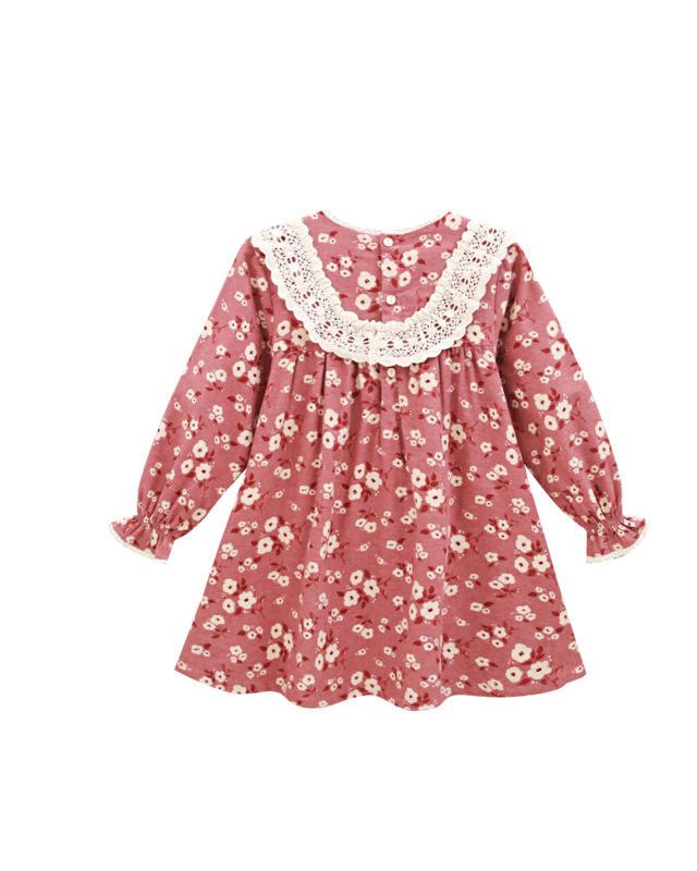 Floral girl's dress with embroidered lace detail P157-19608031