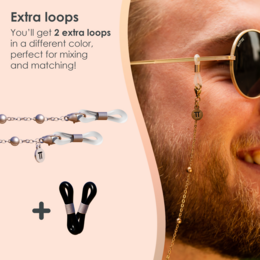 Glasses Cord Balls Rose Gold — 100% Stainless Steel & Unisex Eyewear Cords for Women and Men — Glasses Chain with Extra Loops — Brillenkoord Brillenband Brillenkette Cordon de Lunettes Cordón Para Gafas