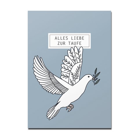 Postkarte Taube, Alles Liebe zur Taufe