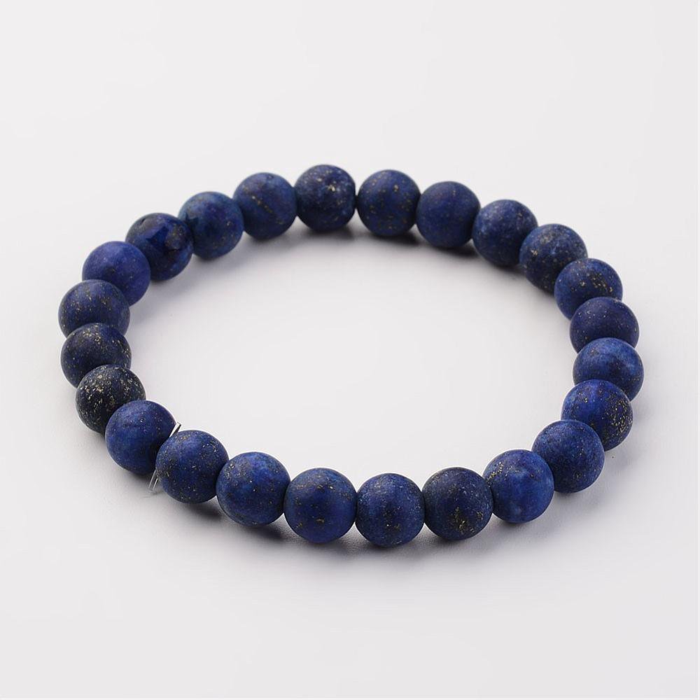 Rocas Sattva | SABIDURIA | Pulsera curativa de cristal esmerilado de lapislázuli 8 mm Mala
