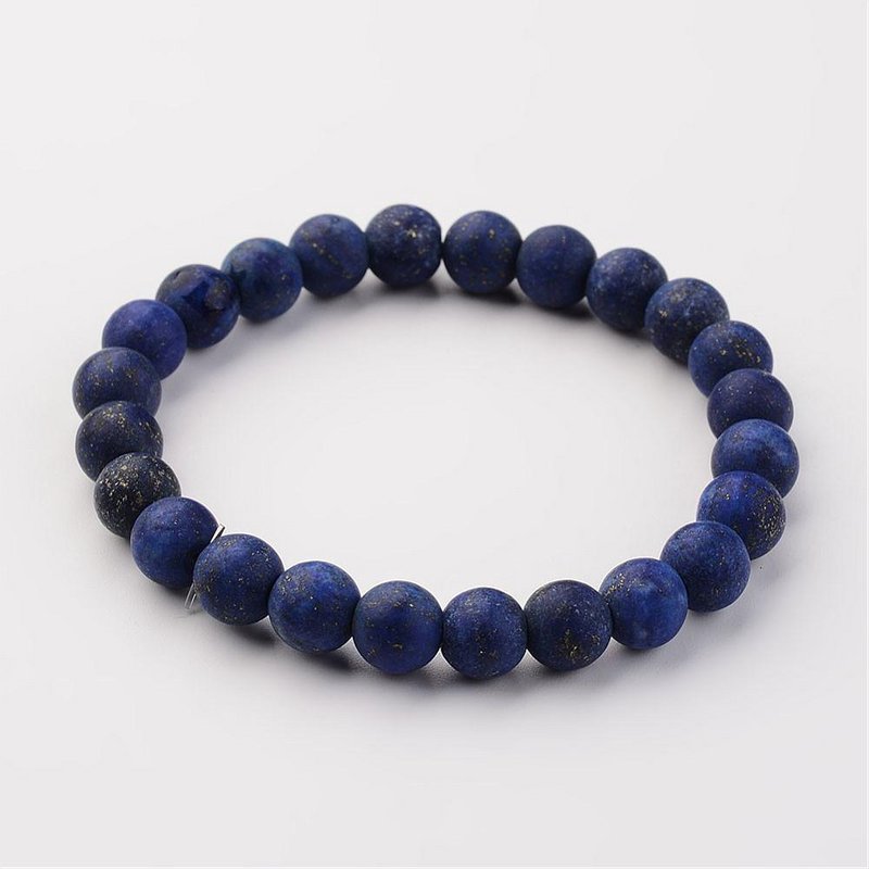 Rocas Sattva | SABIDURIA | Pulsera curativa de cristal esmerilado de lapislázuli 8 mm Mala