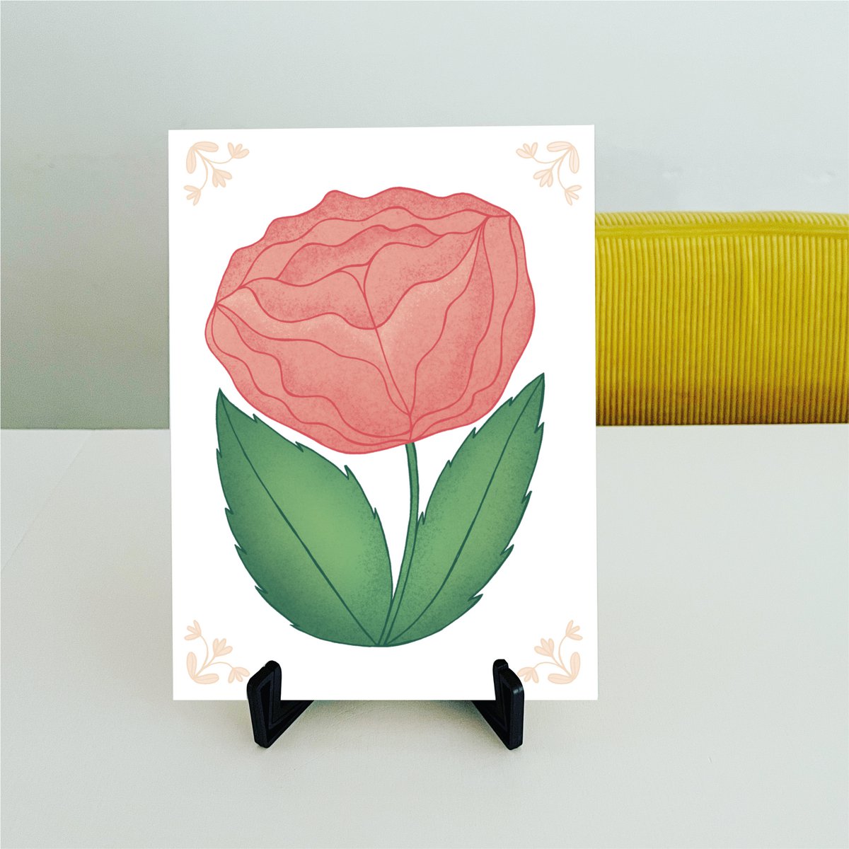 Toffe tegel met roos en roze details