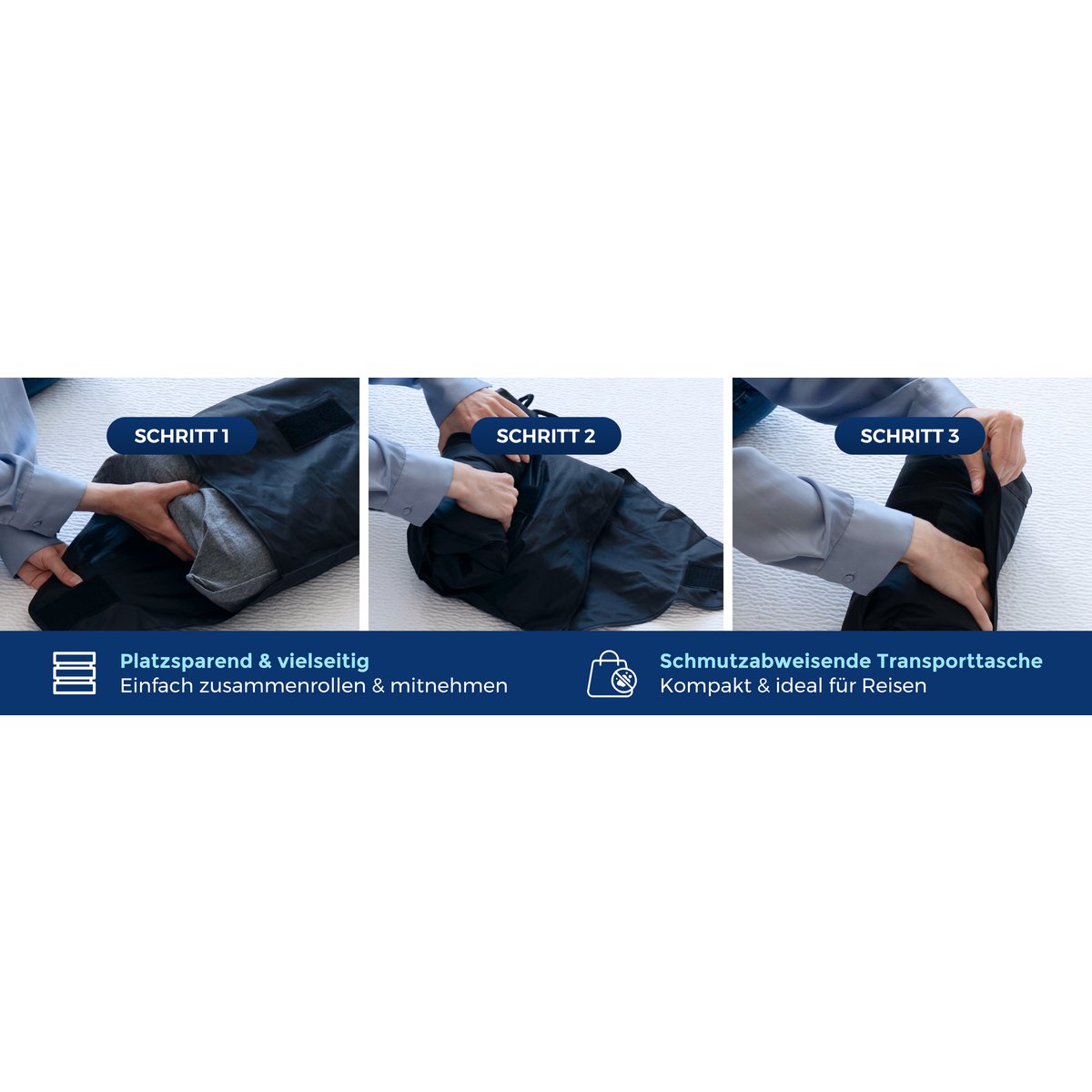 GROMOBIL® Reise-Nackenstützkissen TRAVEL – Orthopädisches Kissen: ergonomisch & atmungsaktiv für Hotel, Pension, Ferienwohnung & Camping