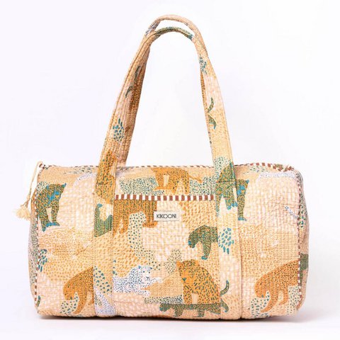 Handgemachte Baumwolltasche "Lucky Leo" beige