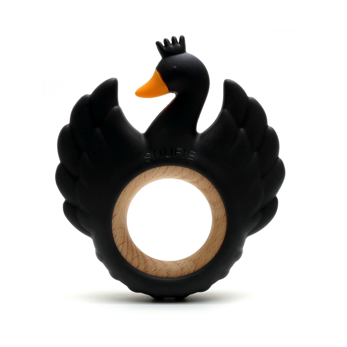 Weich & hart | Swan Wood & Silicone Teether | SCHWARZ