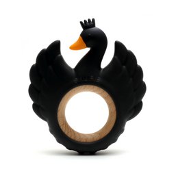 Weich & hart | Swan Wood & Silicone Teether | SCHWARZ