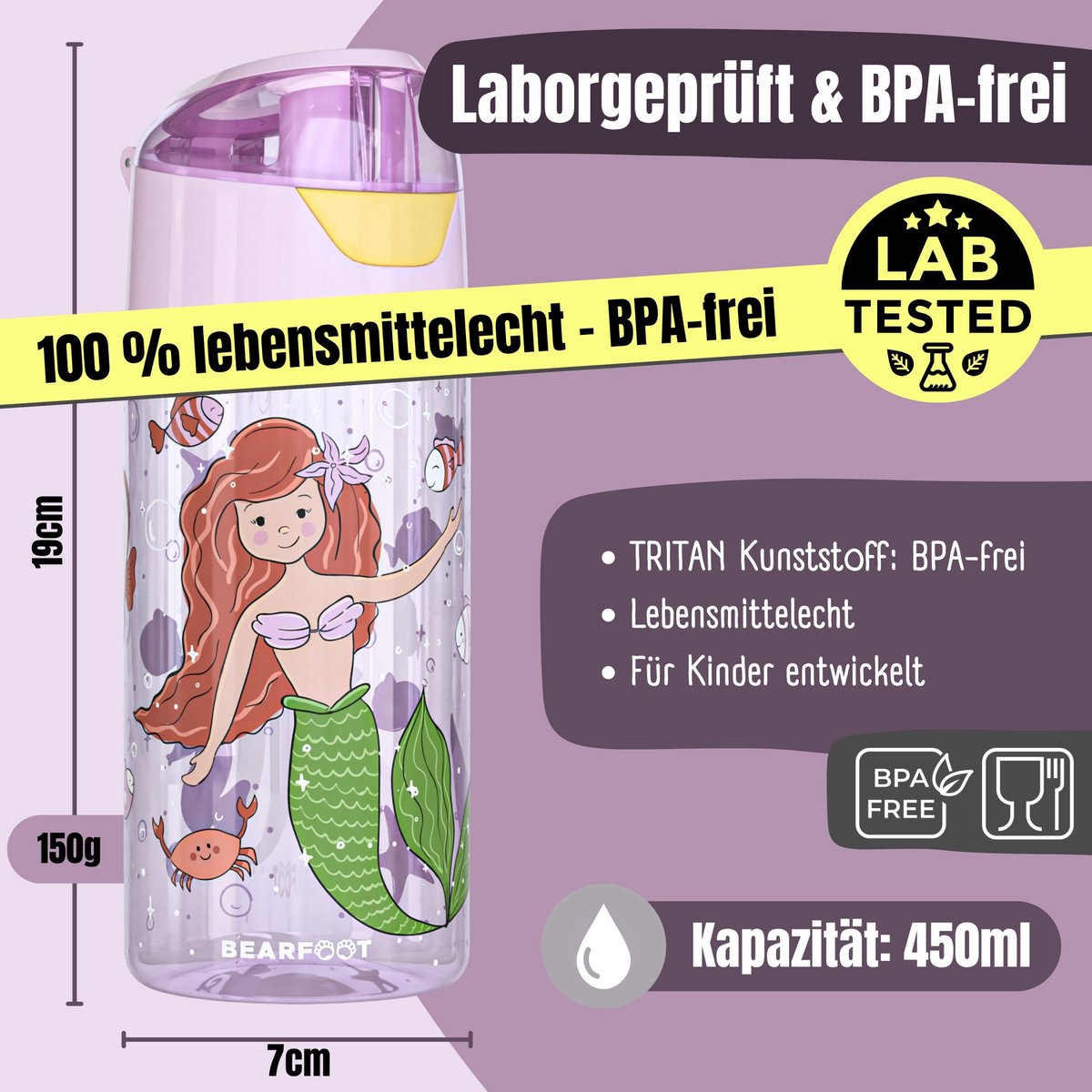 Kinderwaterfles, lichtgewicht waterfles - zeemeermin