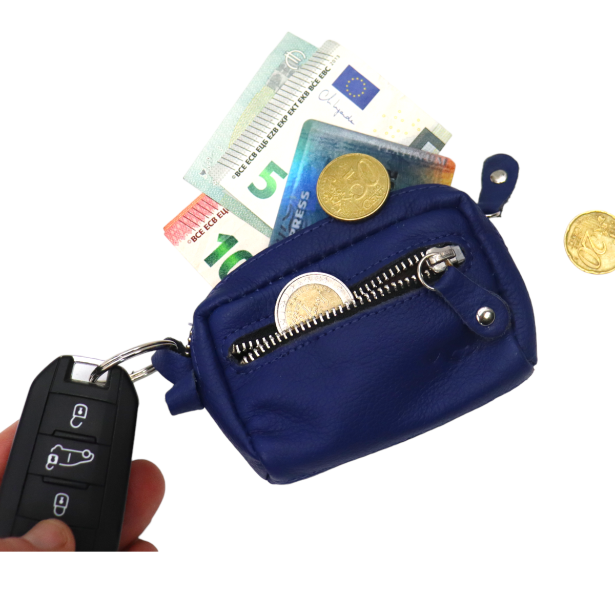 Leather Key Case - Iron Zipper - Key Bag Long