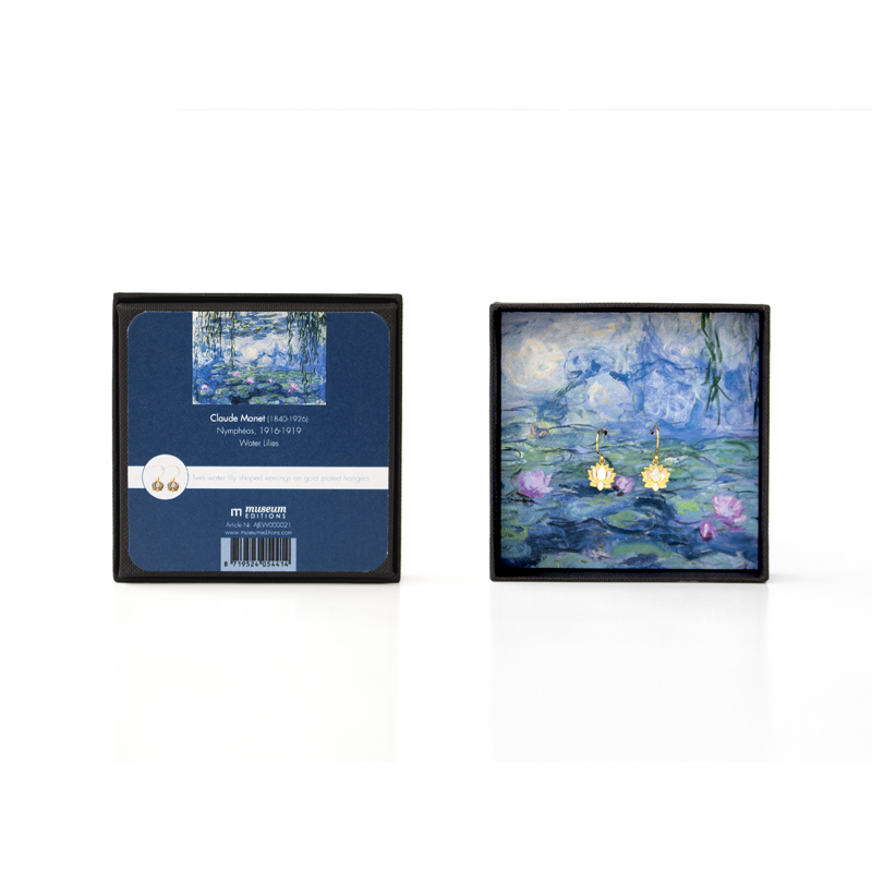 Pendientes chapados en oro con lirio de agua, Claude Monet