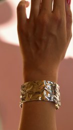 August - Hammered Wide Cuff Bracelet