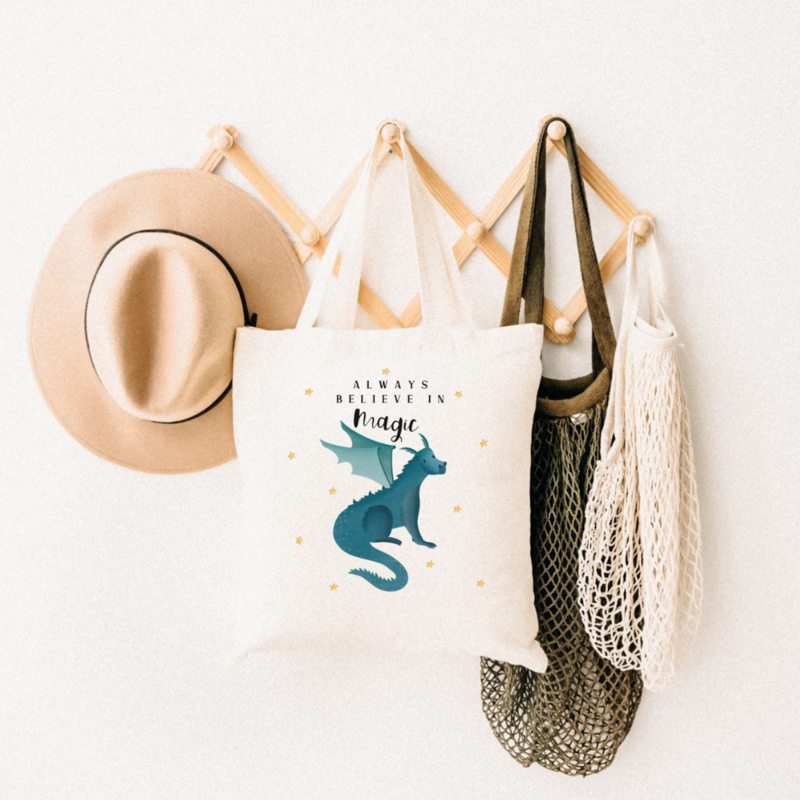 Cloth bag dragon - shopping bag fantasy