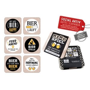 Bierdeckel / Memospiel quadratisch H.1 cm - 6fach sortiert