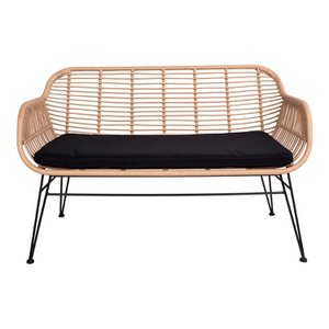 Trieste Sofa - Sofa in polyrattan with cushion, nature with black legs