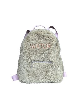 Teddy children's backpack with an embroidered name - green