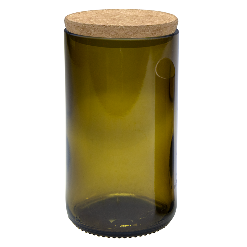 Upcycle glass with cork lid 400 ml made from a bottle