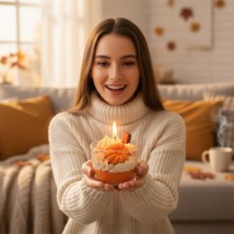 LAVURI Spicy Pumpkin Dessert Candle CUP, cinnamon scent handmade bio vegan soy wax - Duftkerze