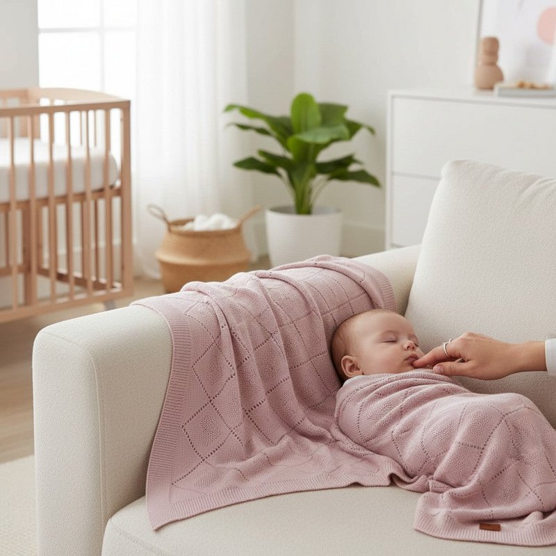 Nuvinokids® babytæppe, blød pink hjerter